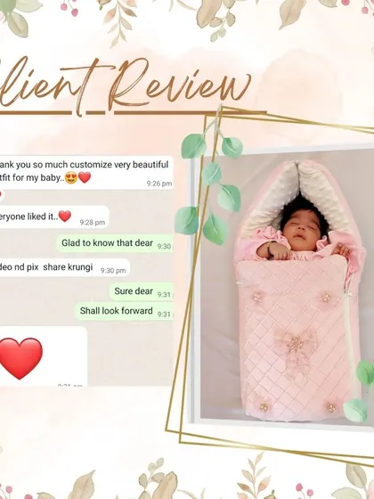 "Thank you so much customize very beautiful outfit for my baby." It brings me so much joy to know that everyone liked this personalized pink sleeping bag and romper set.