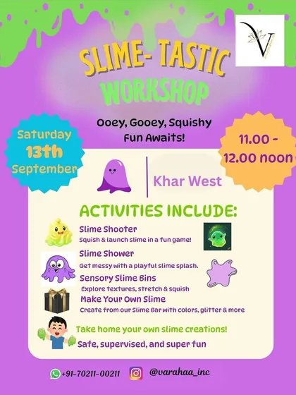Get ready for an ooey, gooey, and squishy good time with a Slime-tastic workshop. I bring a full slime bar with colors and glitter, plus fun games like a slime shooter, for a sensory experience kids absolutely love.