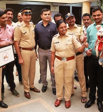 A shot from the Mumbai Police's official social media, featuring our "Puppeteering For A Purpose" campaign against tobacco.