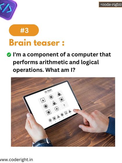 Brain Teaser: I'm a component of a computer that performs arithmetic and logical operations. What am I? This riddle helps build tech vocabulary and understanding of computer hardware.
