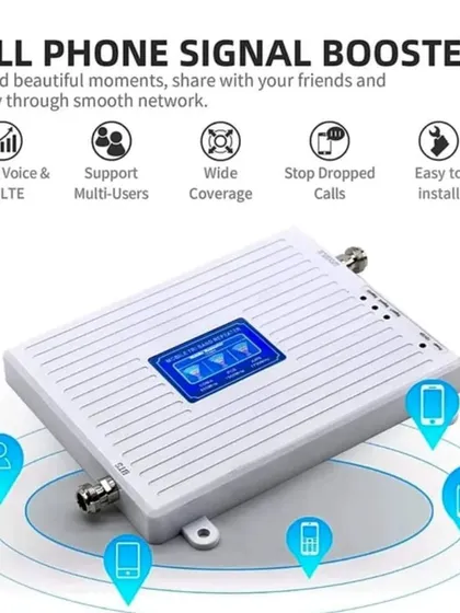 This shows exactly what my cell phone signal booster does. It boosts voice and 4G LTE, works for multiple users, provides wide coverage, and stops dropped calls. Installation is simple.