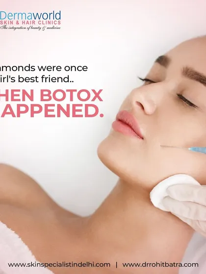 While diamonds are nice, many of my patients find that the confidence from smooth, youthful skin is even better. This image shows a Botox injection, a treatment I use to prevent and reduce dynamic wrinkles like frown lines and crow's feet.