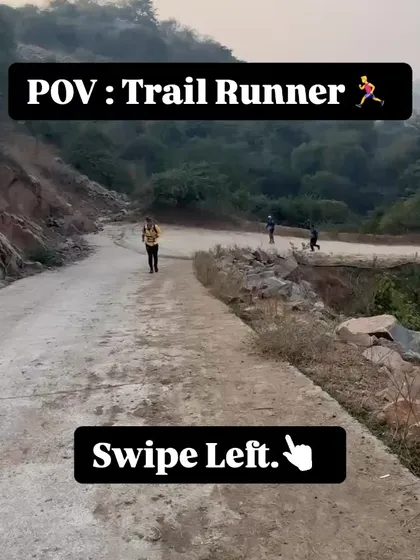 A point-of-view shot from one of our trail runners, capturing the raw and beautiful landscape of the Aravali hills.