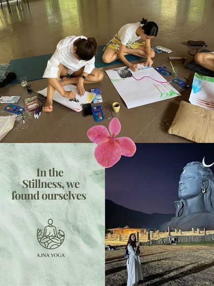 In the stillness, we found ourselves. Our Kerala retreat included creative art sessions to express our inner worlds and a visit to the powerful Adiyogi statue for deep spiritual connection.
