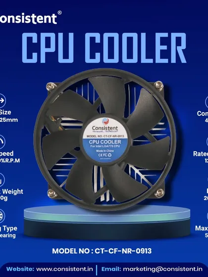 Keep your CPU temperatures in check with our reliable CPU cooler. It operates at a quiet 20dB(A) while providing a max airflow of 53 CFM, ensuring your processor performs at its best without overheating.
