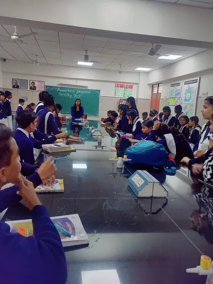 A wide shot of the classroom during my healthy diet awareness program. The energy and eagerness to learn from these kids were infectious.