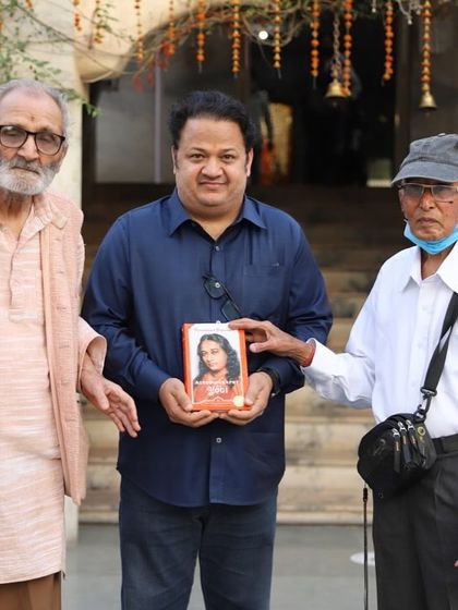 With fellow devotees at the ashram, holding the "Autobiography of a Yogi." It is wonderful to connect with others who have been touched by the teachings of the great masters.