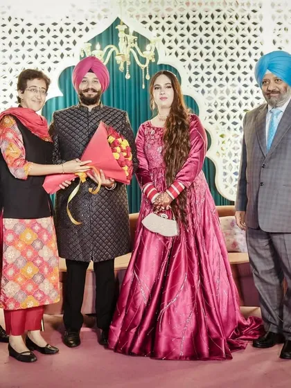 Capturing a group photo with Delhi MLA Atishi at a wedding event.