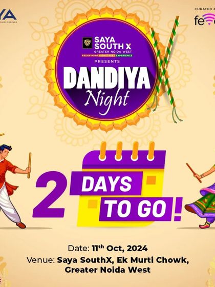 The countdown begins. Just two days to go for the biggest Dandiya Night at Saya SouthX. We are building anticipation for a night of energy, music, and community spirit.