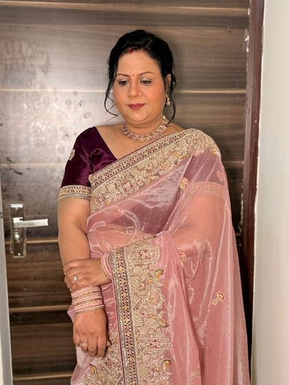 A serene portrait, her makeup looking flawless.