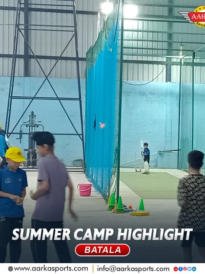 A view of the net practice area during our summer camp. It's a hub of activity and learning.