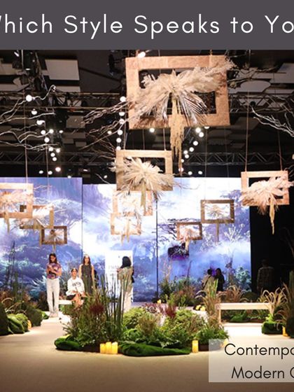 This contemporary stage design for a fashion show demonstrates how to use abstract shapes and dried materials to create a modern, chic aesthetic. My courses cover a range of styles to prepare you for any client brief.