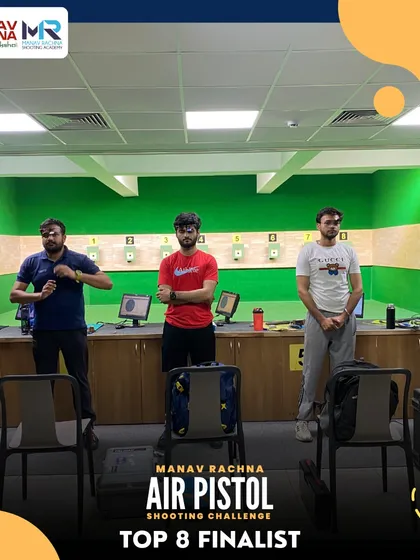 The Top 8 finalists of the Manav Rachna Air Pistol Shooting Challenge prepare for the final showdown. Our competitions follow professional formats to prepare shooters for high-stakes events.