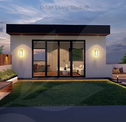 A minimalistic yet charming terrace lounge designed for a home in Saket. The warm tones and pastel colors create a perfect setting for evenings, movie nights, or working from home.