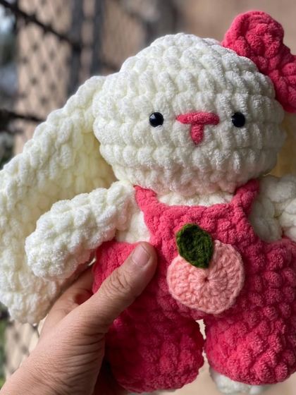 Another angle of the adorable Pookie Bunny, showing off her long ears and sweet bow. She is one of my most loved creations.