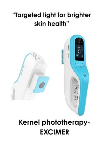 The handheld Excimer phototherapy device allows for highly targeted treatment of vitiligo and psoriasis. It delivers therapeutic light only to the affected patches, ensuring a safe and effective session with no impact on surrounding healthy skin.