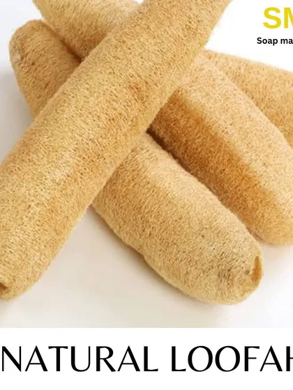 This is our natural loofah, a classic and effective exfoliant. You can embed slices of it into your melt and pour soap to create powerful exfoliating bars that are great for scrubbing rough skin.