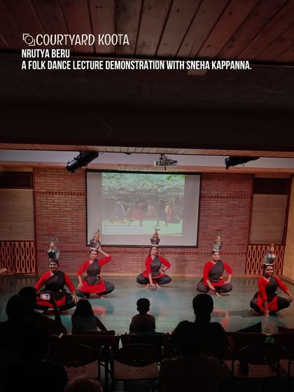 A folk dance lecture demonstration, 'Nrutya Beru', with Sneha Kappanna. The performance combined live dance with visuals projected on our screen, creating an educational and immersive experience.