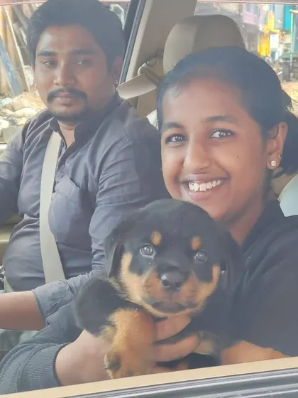 This is what it's all about for me. Seeing a happy family taking home one of my Rottweiler puppies. My goal is to find a loving home for every single pup I raise.