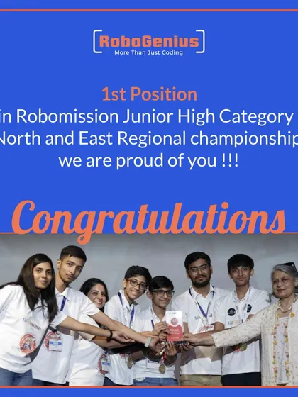 Our teams consistently prove their skills at every level. We congratulate Team "High Voltage" for securing the 1st Position in the Robomission Junior High Category at the World Robot Olympiad (WRO) North and East Regional championship. This victory is a key step on their path to competing on the national stage.