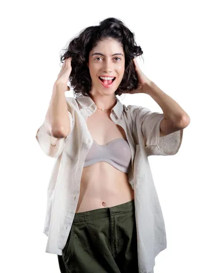 A full-body shot of a model conveying a sense of freedom and natural beauty. This type of image helps build a brand's identity beyond just the product, creating an emotional connection with the audience.