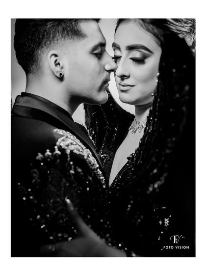 An intense and romantic black and white close up. This image focuses on the deep connection and chemistry between Muskan and Dhruv.