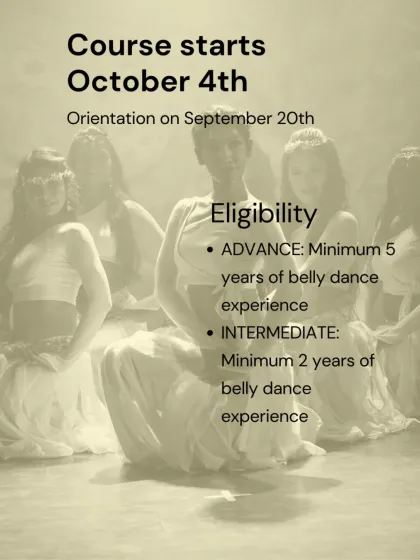 This graphic outlines the eligibility requirements for our "Embodied Storytelling" module, which culminates in a 75-minute original production.
