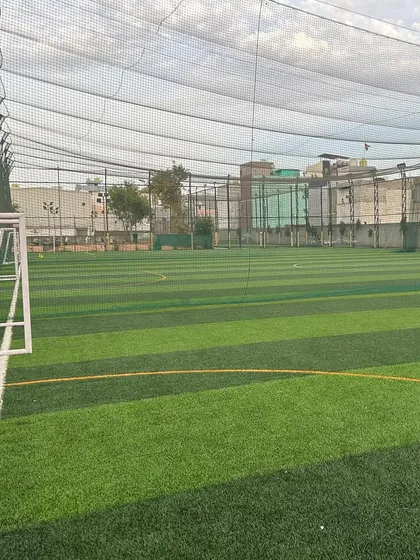 The pristine turf and professional setup at our new football centre in Gurgaon.