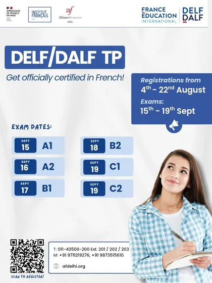 Planning your certification journey is simple with our clear exam schedule. This graphic shows the specific dates for each DELF/DALF Tout Public level, from A1 to C2, helping you choose the right time to validate your French proficiency.