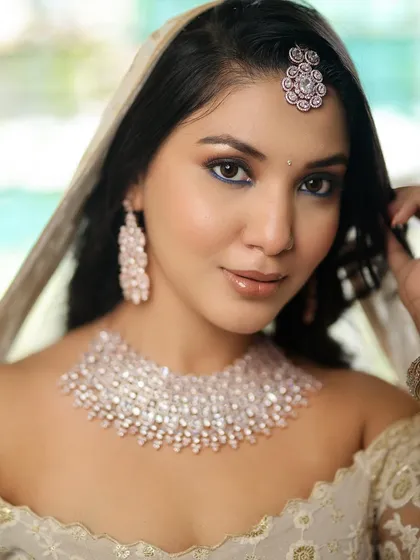 Another angle of the blue-lined eye look. It's a sophisticated way to incorporate your "something blue" into your bridal style.