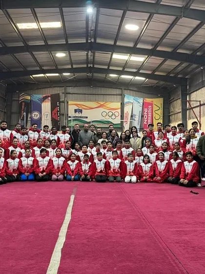 We are more than an academy; we are a team. This is our full Delhi team, united and ready to compete at the National Gymnastics Championship after a special send-off ceremony at our facility.