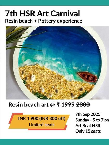 A special offer for our Resin Beach Art workshop as part of the HSR Art Carnival. Create your own slice of the ocean and enjoy a free pottery experience.