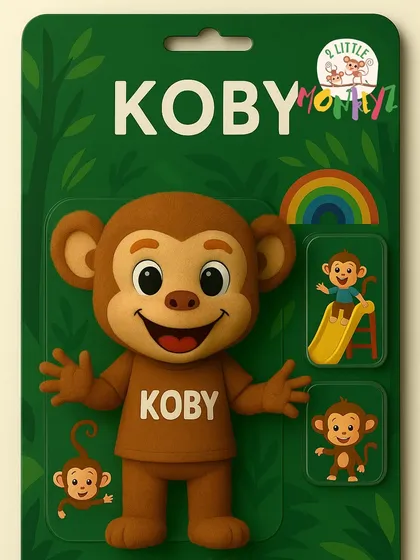 And here's Koby, our other beloved monkey mascot! Koby is full of energy and loves to make sure every child is having a great time. Together, Kiki and Koby are the heart of 2 Little Monkeyz.