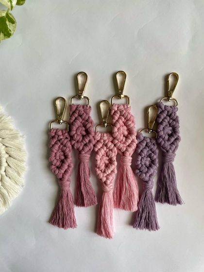 Shades of pink and purple are always a popular choice. Here is a set of keychains ready for a bridal shower.