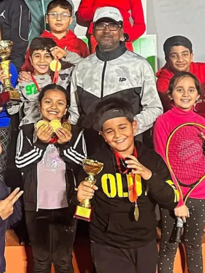 More photos celebrating the victories of our players like Nabhith Sharma, Kartika Kanan, and Manshi Singh in various state and national tournaments.