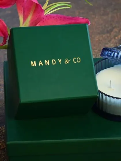The gorgeous ribbed glass soy candle in vanilla, presented in a beautiful gift box for any occasion.