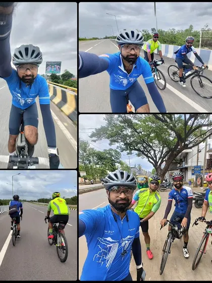 Selfies from the saddle during the Jog Falls 1000K BRM. Capturing moments of camaraderie and the joy of riding with friends, even during a grueling 1000km event.