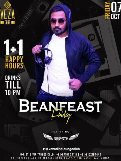 A poster for 'Beanfeast Friday', a night for melodic tunes and a hard-hitting after-party.