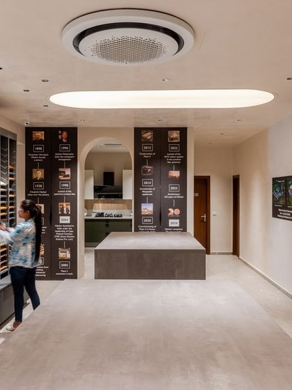 The material library in our Delhi showroom, where clients can explore hundreds of finishes and hardware options to create their tailor-made kitchen.