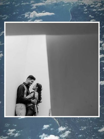 A minimalist and artistic black and white composition. The creative framing with the sky border makes this a unique and modern piece of art.