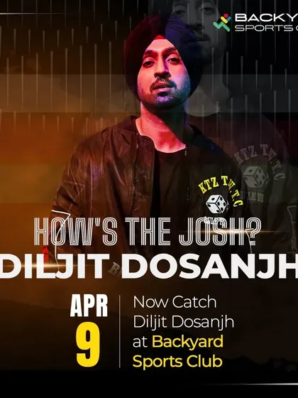 An official poster for the Diljit Dosanjh concert, building excitement for his live performance at our club. We are the chosen venue for major artists on their world tours.