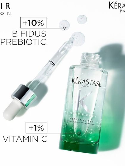 The Kérastase Specifique Potentialiste serum is a universal defense serum for unbalanced scalps. It is formulated with Bifidus Prebiotic and Vitamin C to protect and soothe.