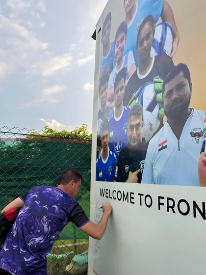 A member of the Odisha FC team signing our board. We are a welcoming home for football professionals from across the country.
