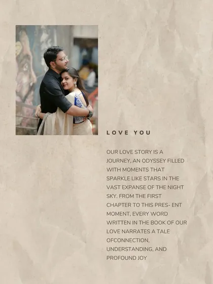 A creative edit combining a photo with a heartfelt quote about the couple's love story. This is an example of the personalized, story-driven deliverables I create.