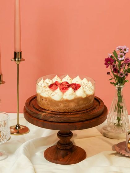 A full view of our Strawberry Toffee Pie, a perfect dessert for a cozy winter evening.