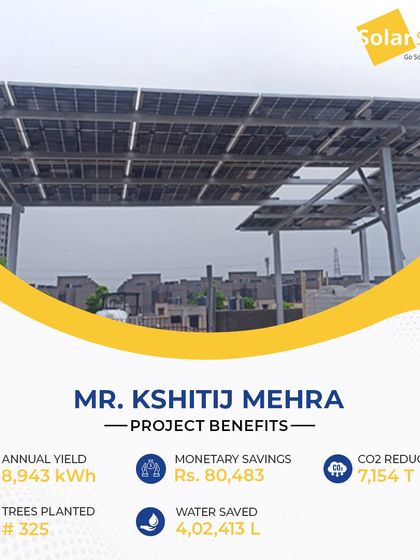 Mr. Kshitij Mehra is happy to contribute to green energy with his bifacial module installation. The system not only saves on electricity bills but also utilizes vacant roof space and helps keep the roof cool.