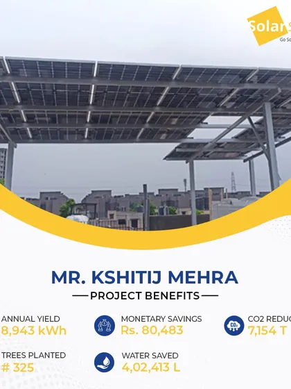 Mr. Kshitij Mehra is happy to contribute to green energy with his bifacial module installation. The system not only saves on electricity bills but also utilizes vacant roof space and helps keep the roof cool.