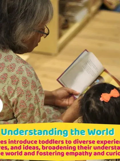 Another beautiful moment of shared reading. Stories help toddlers understand the world around them.