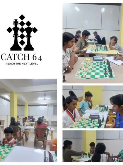 A collage from another successful club tournament at the Sunshine Library, showing students deeply focused on their games and analyzing their moves.