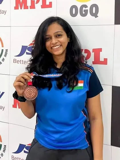 Shreya Saksena, a talent nurtured at our academy, with her Bronze medal in Women's 50m Rifle Prone at the National Shooting Championship.